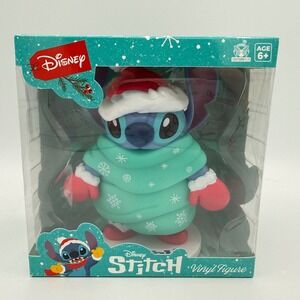 Disney Stitch Vinyl Figure Unisex OS Teal New Holiday Christmas Santa Scarf Hat